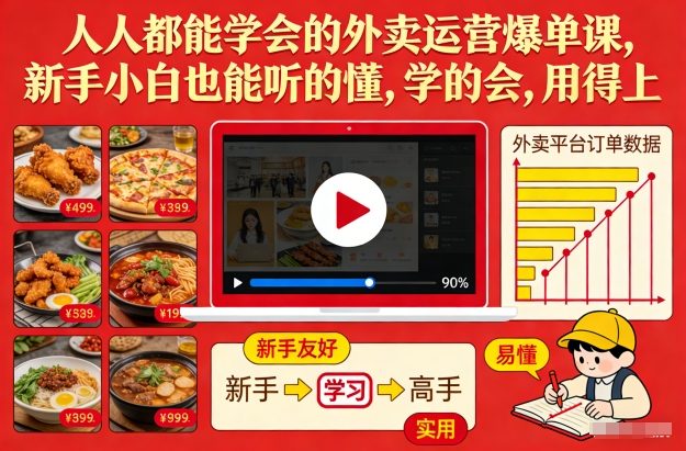 人人都能学会的外卖运营爆单课，新手小白也能听的懂，学的会，用得上|YX网创