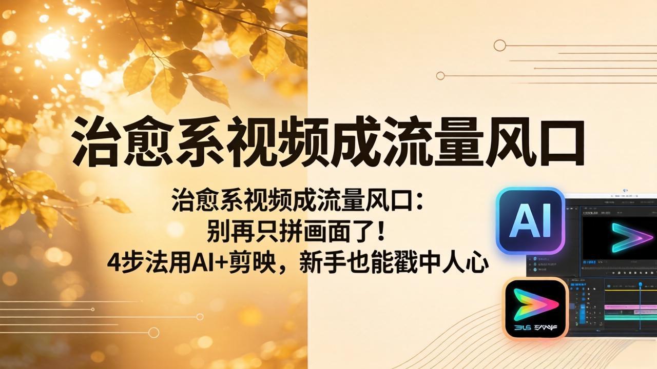 治愈系视频成流量风口：别再只拼画面了！4步法用AI+剪映，新手也能戳中人心 - 觅资源
