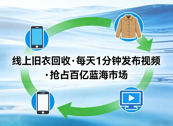 线上旧衣回收项目，我们给你提供视频，每天花一分钟发布视频，抢占百亿蓝海市场【揭秘】 - 觅资源