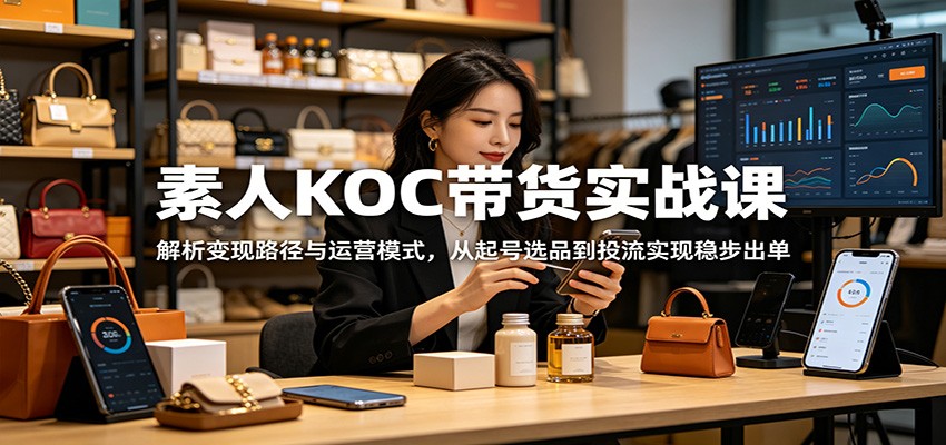 素人KOC带货实战课：解析变现路径与运营模式，从起号选品到投流实现稳步出单 - 觅资源