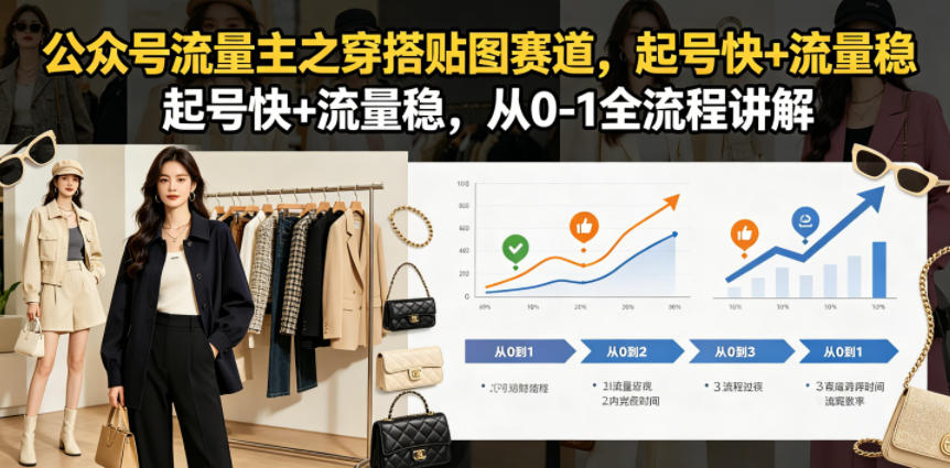 公众号流量主之穿搭贴图赛道，起号快+流量稳，从0-1全流程讲解 - 觅资源
