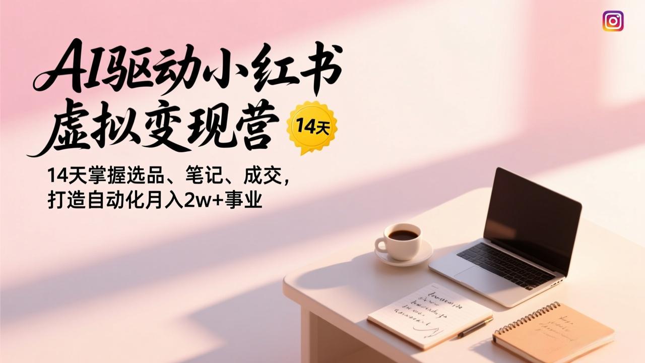 AI驱动小红书虚拟变现营，14天掌握选品、笔记、成交，打造自动化月入2w+事业|中创学习社