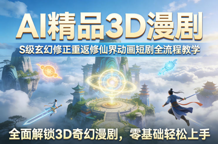 AI精品3D漫剧S级玄幻修正重返修仙界动画短剧全流程教学，全面解锁3D奇幻漫剧，零基础轻松上手 - 觅资源