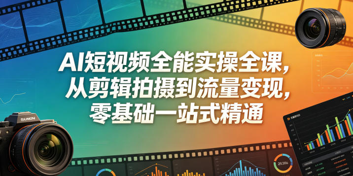 AI短视频全能实操全课，从剪辑拍摄到流量变现，零基础一站式精通 - 觅资源