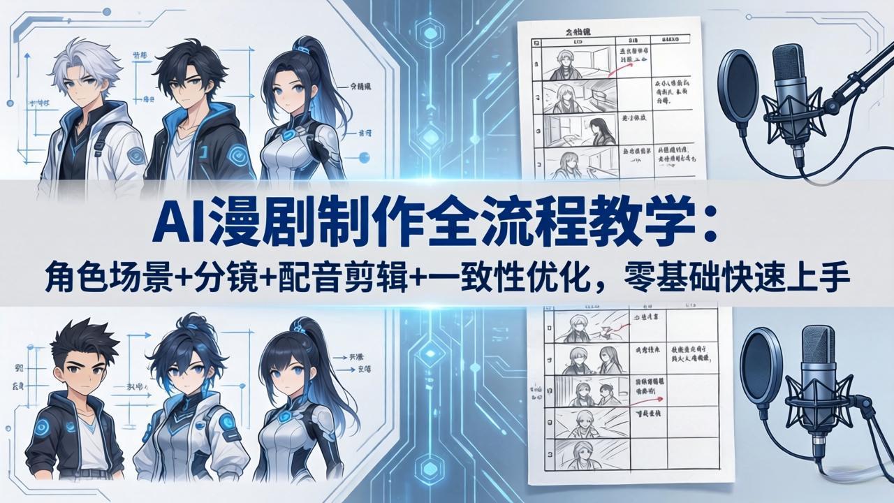 AI漫剧制作全流程教学：角色场景+分镜+配音剪辑+一致性优化，零基础快速上手 - 觅资源