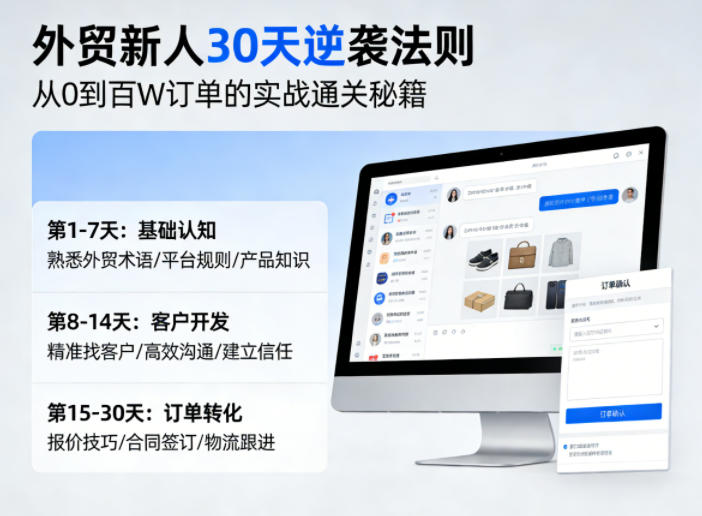 外贸新人30天逆袭法则，教你从0到百W订单的实战通关秘籍 - 觅资源