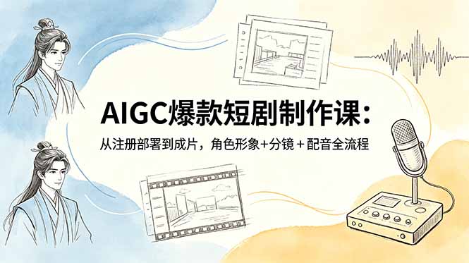 AIGC爆款短剧制作课：从注册部署到成片，角色形象+分镜+配音全流程 - 觅资源