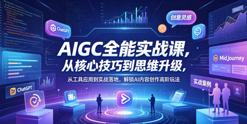 AIGC全能实战课，从核心技巧到思维升级，从工具应用到实战落地，解锁AI内容创作高阶玩法 - 觅资源