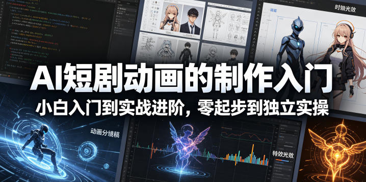 AI短剧动画的制作入门，小白入门到实战进阶，零起步到独立实操 - 觅资源