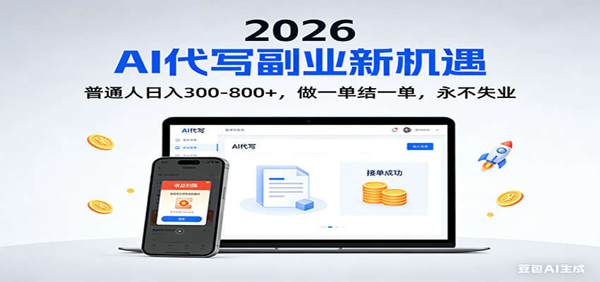 2026 副业首选！AI 代写日入 300-800，普通人0门槛，做一单结一单！|YX网创