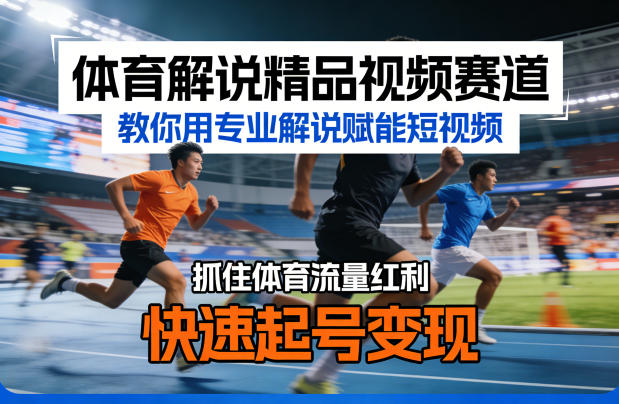 体育解说精品视频赛道，教你用专业解说赋能短视频，抓住体育流量红利，快速起号变现 - 觅资源