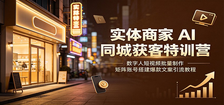 实体商家AI同城获客特训营：数字人短视频批量制作，矩阵账号搭建爆款文案引流教程 - 觅资源