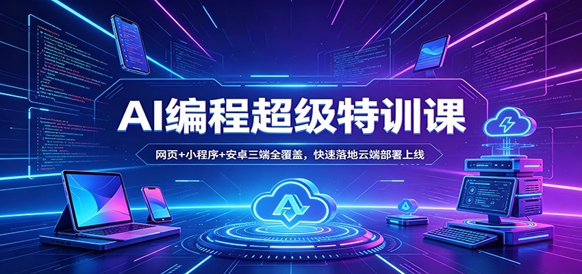 AI编程超级特训课：网页+小程序+安卓三端全覆盖，快速落地云端部署上线 - 觅资源