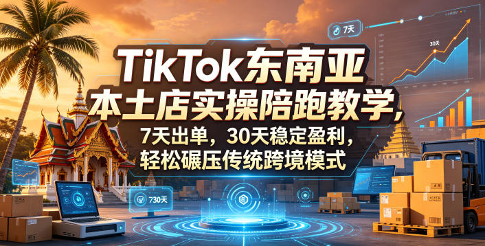 TikTok东南亚本土店实操陪跑教学，7天出单，30天稳定盈利，轻松碾压传统跨境模式 - 觅资源