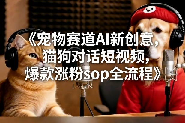 宠物赛道AI新创意，猫狗对话短视频，爆款涨粉sop全流程|中创学习社