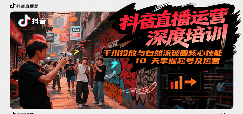 抖音直播运营深度培训，千川投放与自然流核心技能，10天掌握起号及运营(6-7月新课)|YX网创