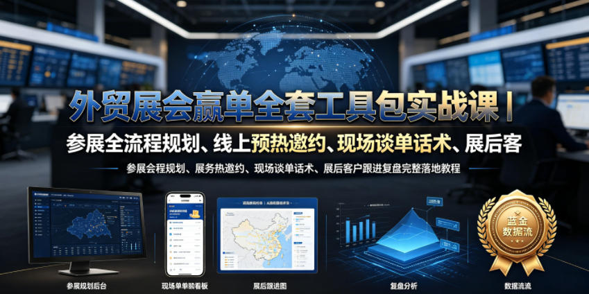外贸展会赢单全套工具包实战课｜参展全流程规划、线上预热邀约、现场谈单话术、展后客户跟进复盘完整落地教程 - 觅资源