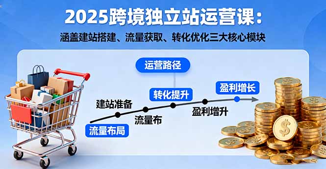 2025跨境独立站运营课：涵盖建站搭建、流量获取、转化优化三大核心模块|YX网创