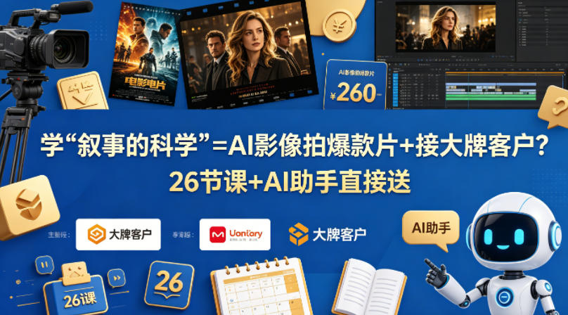 学《叙事的科学》=AI影像拍爆款片+接大牌客户？26节课+AI助手直接送【原创双语字幕】 - 觅资源
