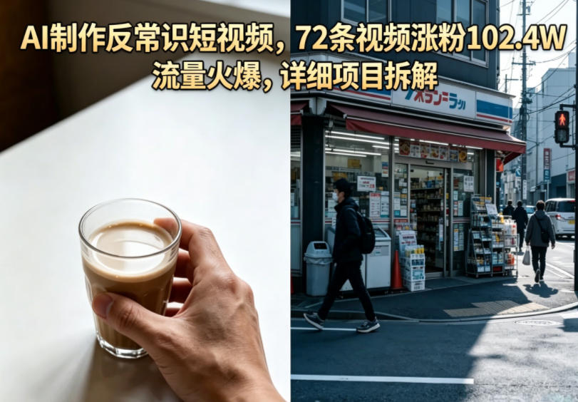 AI制作反常识短视频，72条视频涨粉102.4W，流量火爆，详细项目拆解 - 觅资源