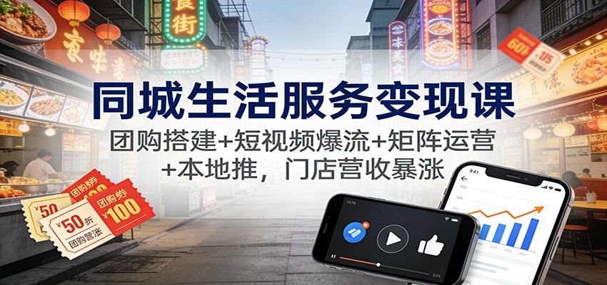 同城生活服务变现课：团购搭建+短视频爆流+矩阵运营+本地推，门店营收暴涨|YX网创