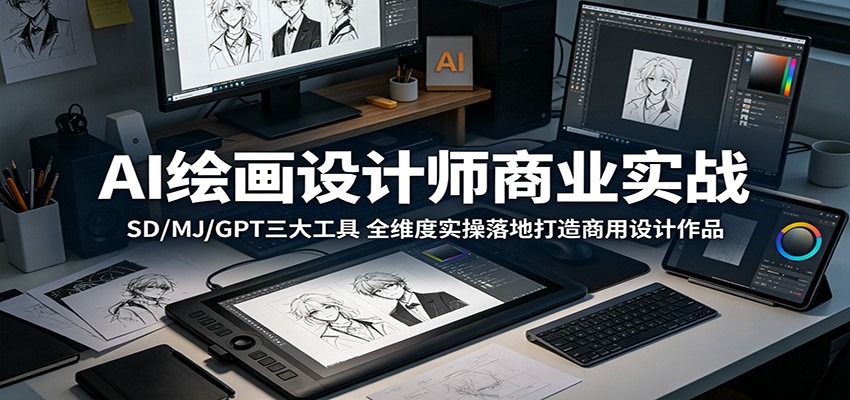 AI绘画设计师商业实战：SD/MJ/GPT三大工具，全维度实操落地打造商用设计作品 - 觅资源