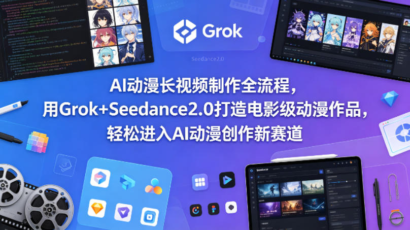 AI动漫长视频制作全流程，用Grok+Seedance2.0打造电影级动漫作品，轻松进入AI动漫创作新赛道 - 觅资源