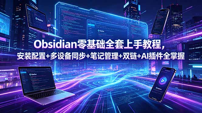 Obsidian零基础全套上手教程，安装配置+多设备同步+笔记管理+双链+AI插件全掌握 - 觅资源