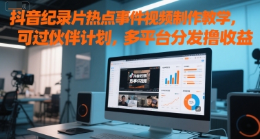 抖音纪录片热点事件视频制作教学,可过伙伴计划,多平台分发撸收益