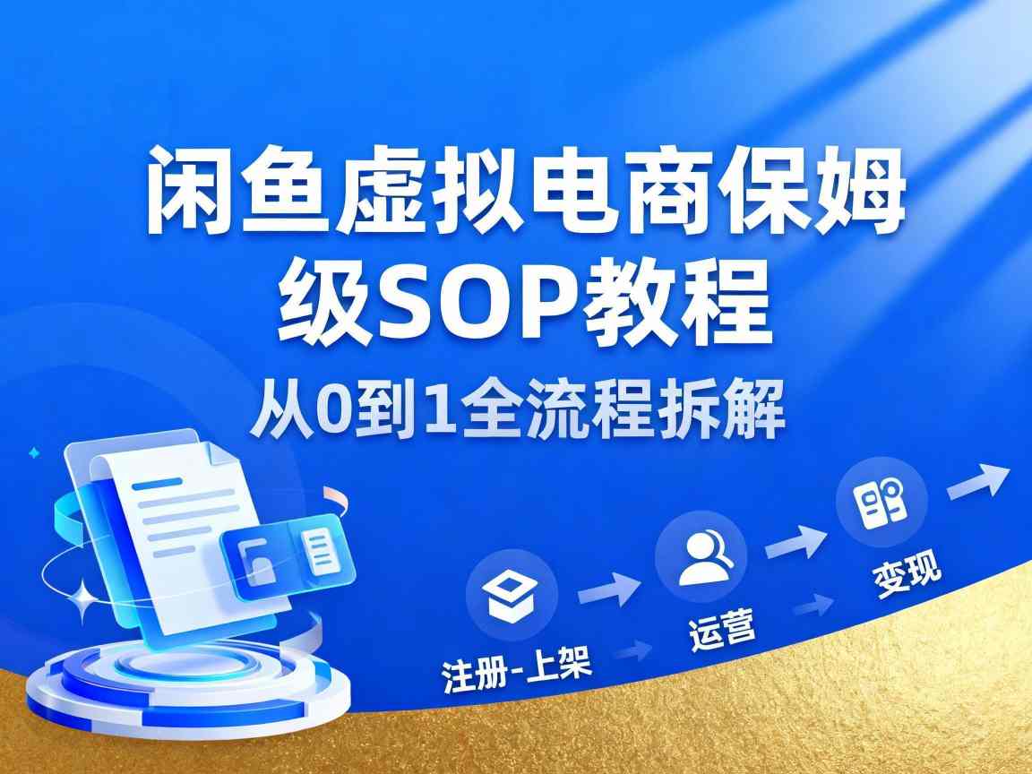 闲鱼虚拟电商，月入轻松过1W，保姆级SOP教程|YX网创