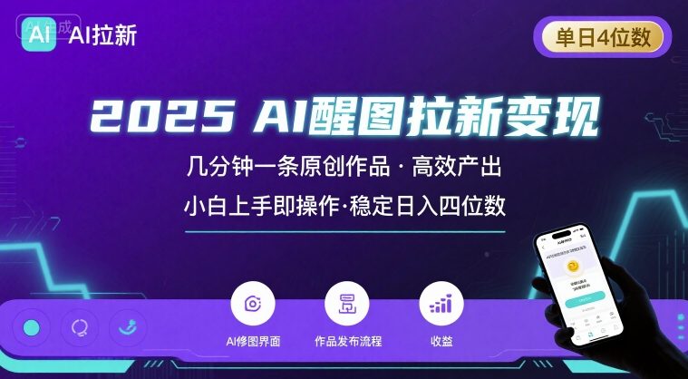 2025最强AI醒图拉新，几分钟一条原创作品，单日收入4位数，小白也能上手操作|YX网创