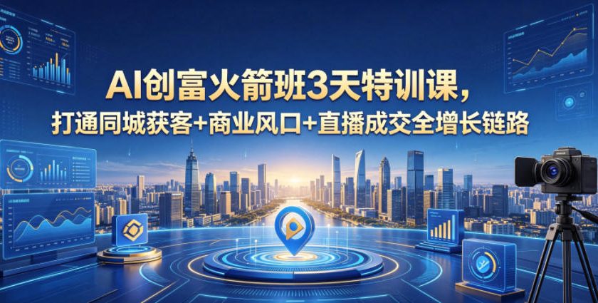 AI创富火箭班3天特训课，打通同城获客+商业风口+直播成交全增长链路，2026年4月新课 - 觅资源