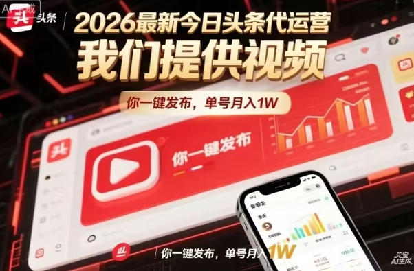 今日头条躺賺模式，你9我1，操作简单，一键发布，单机日入数百，长期合作【揭秘】 - 觅资源