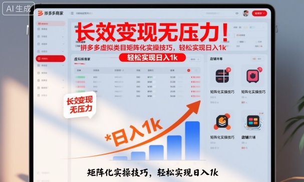 长效变现无压力！拼多多虚拟类目矩阵化实操技巧，轻松实现日入1k【揭秘】|YX网创