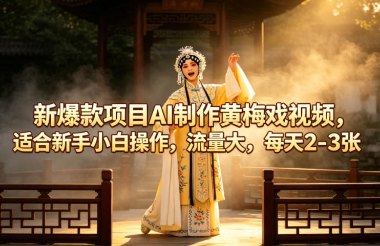 新爆款项目AI制作黄梅戏视频，适合新手小白操作，流量大，每天2-3张 - 觅资源
