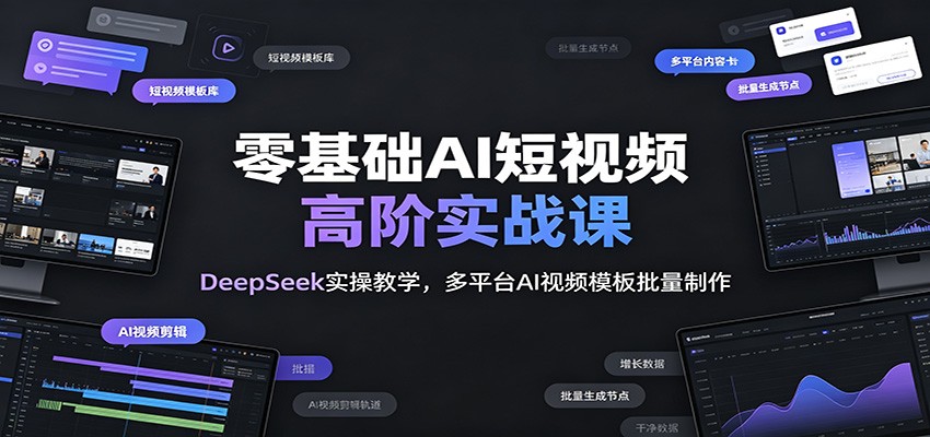 零基础AI短视频高阶实战课：DeepSeek实操教学，多平台AI视频模板批量制作 - 觅资源