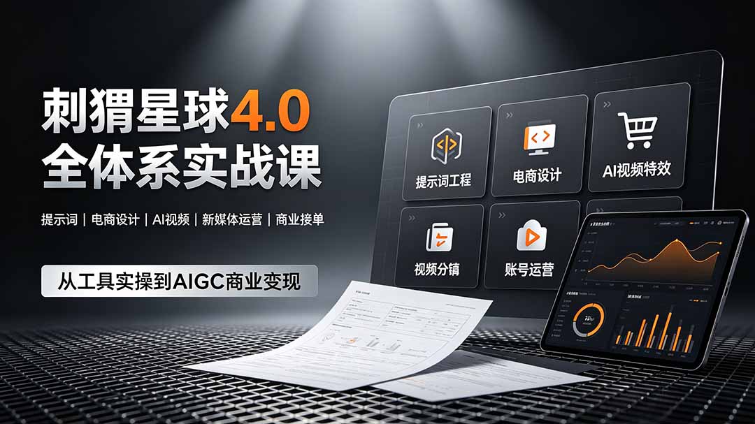 刺猬星球4.0全体系实战课，覆盖提示词工程、电商设计、AI视频特效与新媒体运营，一站式掌握AIGC商业核心技能 - 觅资源