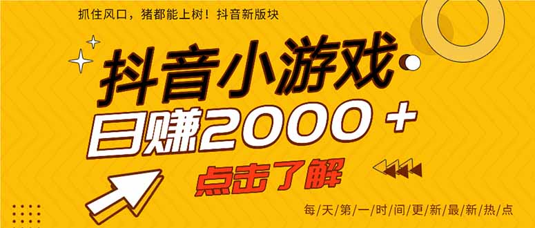 2025年爆火的抖音小游戏项目，一部手机日入2000+|YX网创