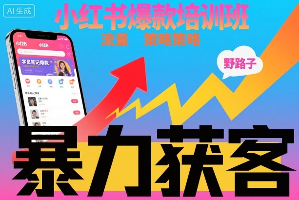 小红书爆款培训班，小红书获客野路子流量打法，暴力持续获客|YX网创