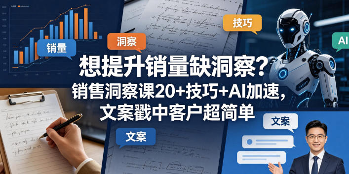 想提升销量缺洞察？销售洞察课20+技巧+AI加速，文案戳中客户超简单【原创双语字幕】 - 觅资源