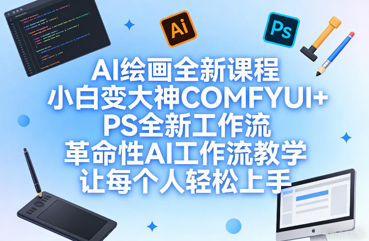 AI绘画全新课程，小白变大神COMFYUI+PS全新工作流，革命性AI工作流教学，让每个人轻松上手|中创学习社