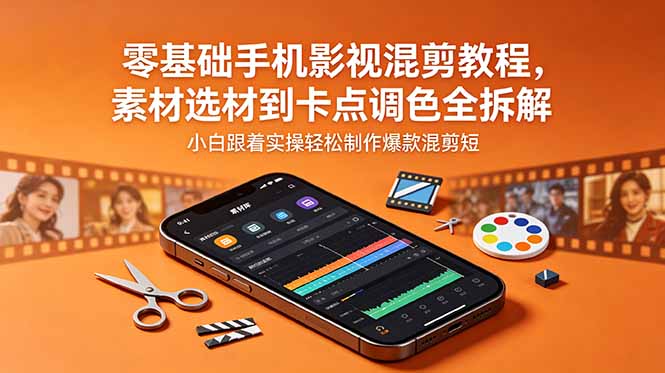 零基础手机影视混剪教程，素材选材到卡点调色全拆解，小白跟着实操轻松制作爆款混剪短片 - 觅资源