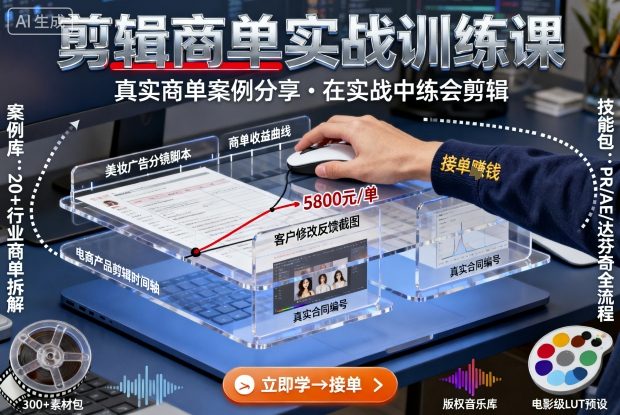 剪辑商单实战训练课，真实商单案例分享，在实战中练会剪辑|YX网创