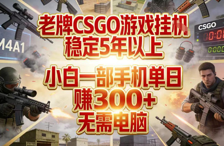 老牌CSGO游戏挂G，稳定5年以上，小白一部手机单日賺3张+，无需电脑【揭秘】|中创学习社