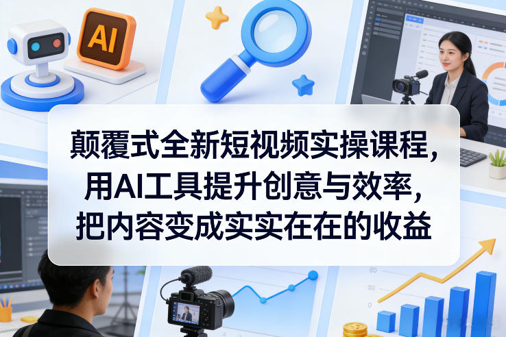 颠覆式全新短视频实操课程，用AI工具提升创意与效率，把内容变成实实在在的收益|中创学习社