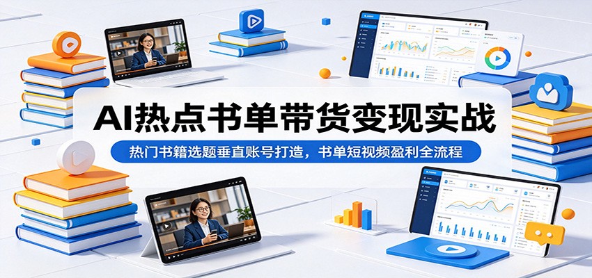 AI热点书单带货变现实战：热门书籍选题垂直账号打造，书单短视频盈利全流程 - 觅资源
