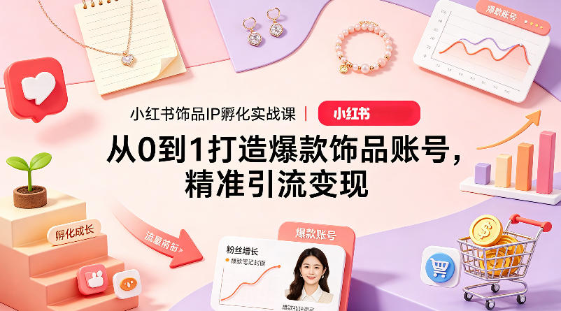 小红书饰品IP孵化实战课｜从0到1打造爆款饰品账号，精准引流变现 - 觅资源