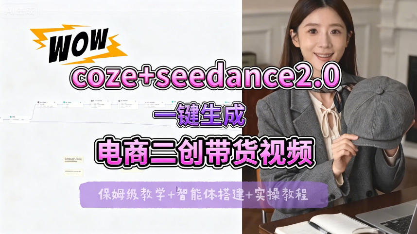 【Coze工作流搭建实操教程】seedance2.0+coze一键生成电商二创带货视频，全流程保姆级教学 - 觅资源