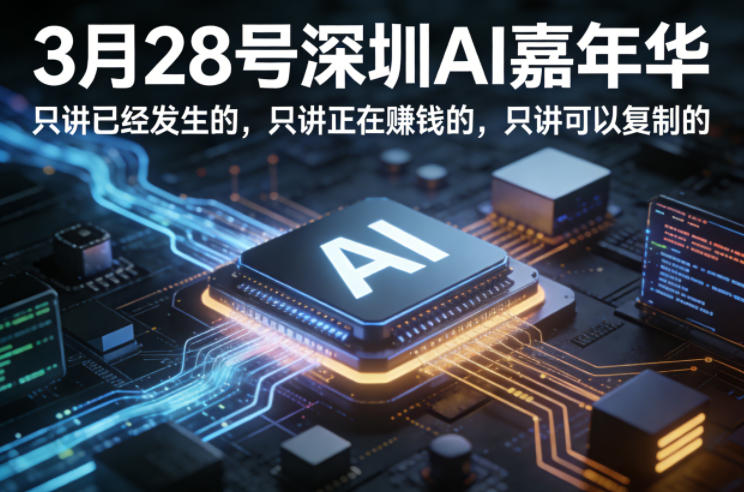 3月28号深圳AI嘉年华，只讲已经发生的，只讲正在賺钱的，只讲可以复制的 - 觅资源