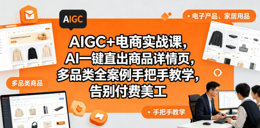 AIGC+电商实战课，AI一键直出商品详情页，多品类全案例手把手教学，告别付费美工(更新) - 觅资源